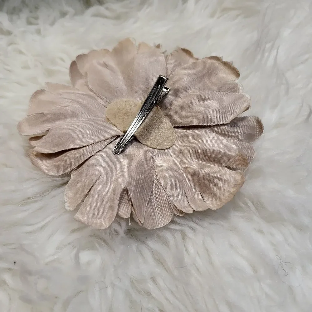 Handmade Tan Floral Hair Clip